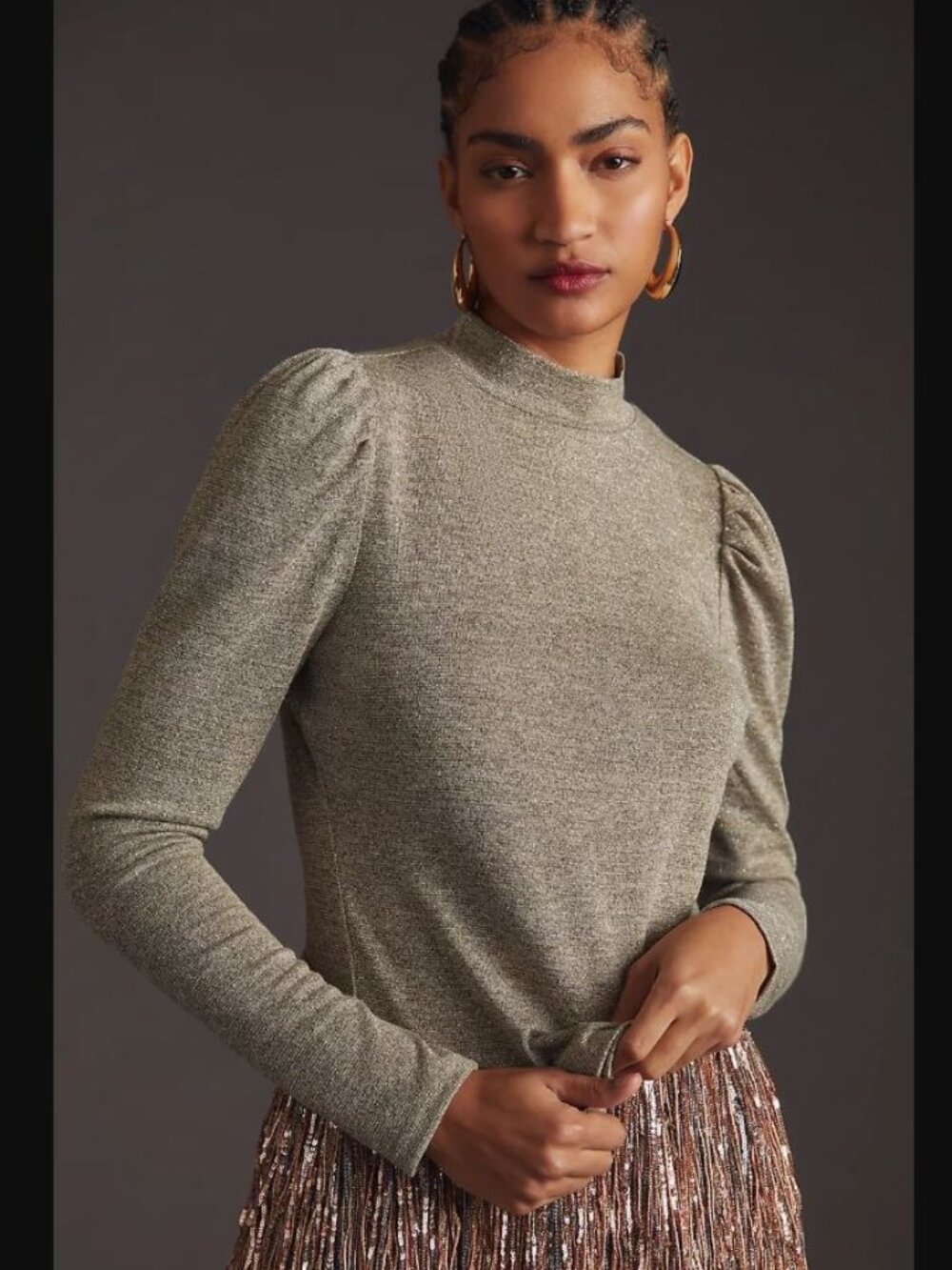 NWT Anthropologie - DOLAN | Puff-Sleeve Mock Neck Top | Large